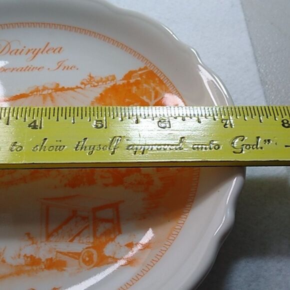 Vintage 2005 Diarylea Cooperative Inc White and Orange Countryside Dinner Plate - Picture 6 of 6
